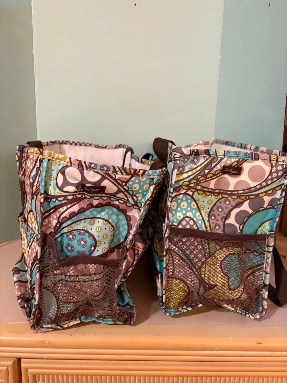 Thirty-One Organizing Utility Tote Patchwork Paisley Lot of 2